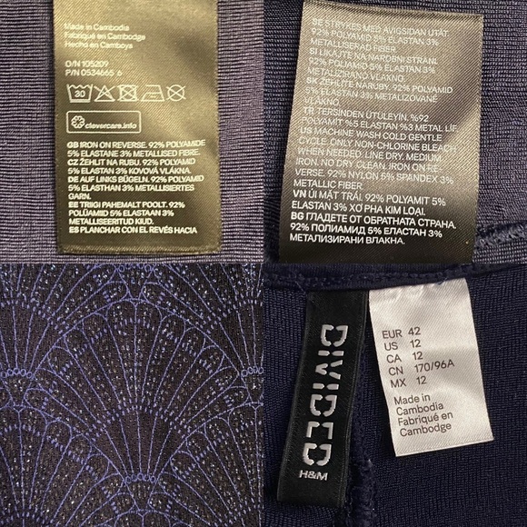 Divided Black Blue Long Sleeve Sparkle Fan Print Open Back Mini Dress 12 - Picture 3 of 14